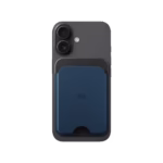 Navy Blue-Grey Leather MagSafe Card Wallet