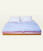Dreamy Blue with Candy Red Silent Stripes Flat Bedsheet — view 4