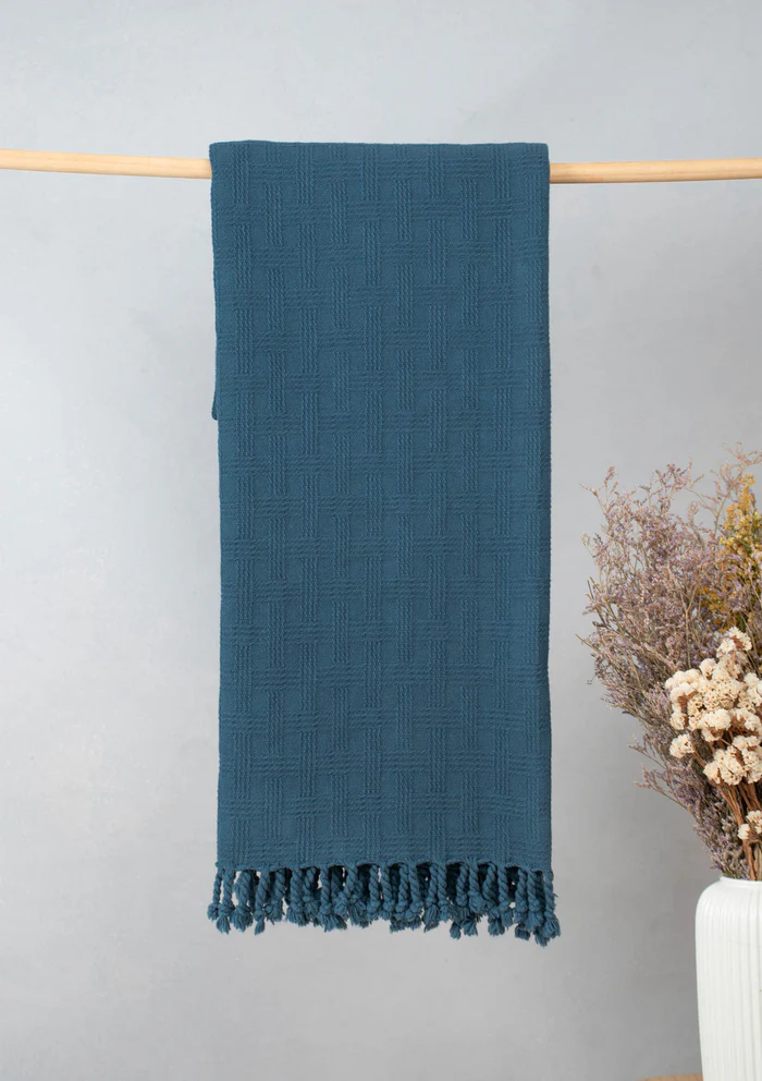 Yellow Dwelling Textured Solid Throw - Royal blue Yellow Dwelling Textured Solid Throw - Royal blue