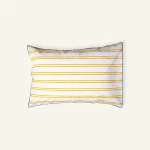 Mellow Yellow with Misty Blue Pure Stripes Pillow Cover (Set of 2)