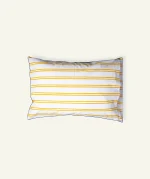 Mellow Yellow with Misty Blue Pure Stripes Pillow Cover (Set of 2)