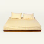 Mellow Yellow with Misty Blue Pure Stripes Flat Bedsheet