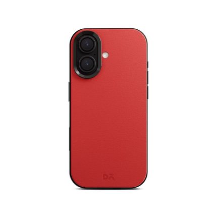 Crimson-Grey Leatherite MagSafe Phone Case Cover for iPhone 17