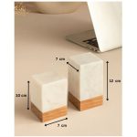 Marble Wood Bookends – Block (Set of 2)