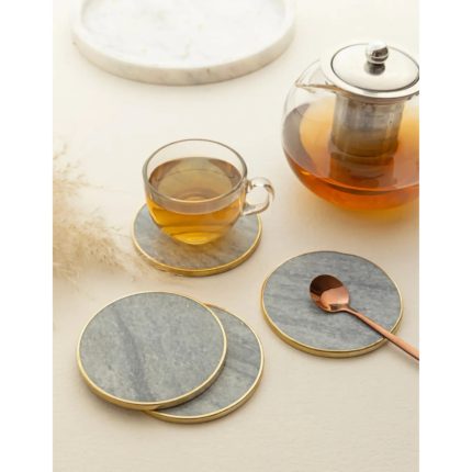 Marble Brass Coasters - Grey (Set of 4)