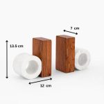 Marble Wood Bookends – D Shape (Set of 2)