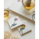 Tray & Coasters Set - Colored Flower Inlay( 1 tray & 2 coasters) - Image 2