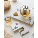 Tray & Coasters Set - Colored Flower Inlay( 1 tray & 2 coasters)