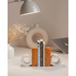 Marble Wood Bookends – D Shape (Set of 2)