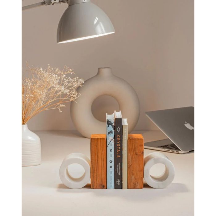 Bookend Shape Marble Wood Bookends – D Shape (Set Of 2) | KlippiK | Online Shopping