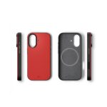 Crimson-Grey Leatherite MagSafe Phone Case Cover for iPhone 17