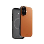 Tan-Grey Leatherite MagSafe Phone Case Cover for iPhone 17