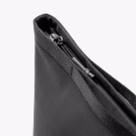 Detail view of black pouch elastic top closure with zipper pull | KlippiK Kuwait