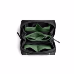 Black Ripstop Vault Tech Organiser - Medium in Black – Top view of open organiser with green lining | KlippiK
