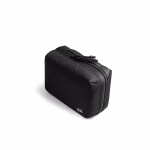 Black Ripstop Vault Tech Organiser - Medium in Black – Angled view of textured organizer with zippers | KlippiK