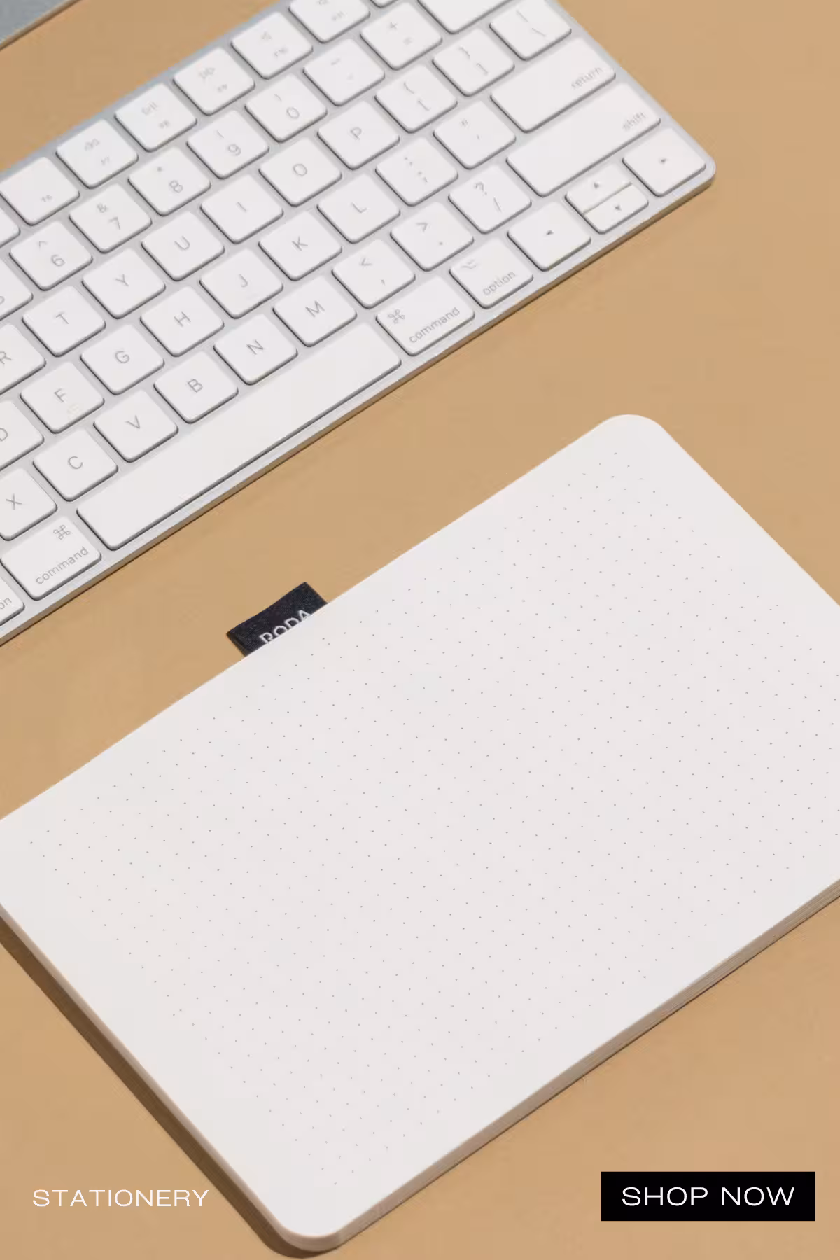 Online Shopping for Lifestyle and office Products 6 Roda dot-grid notepad open on a beige desk beside an Apple Magic Keyboard — Stationery collection