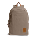 Beige Pedal Daypack by DailyObjects — front view, pure cotton canvas with leather trim