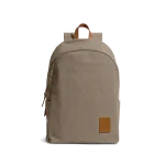 Beige Pedal Daypack by DailyObjects — front view, pure cotton canvas with leather trim