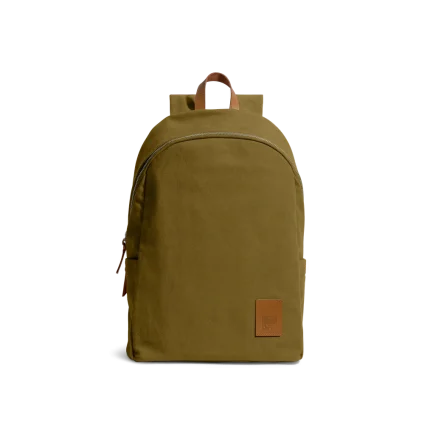 Olive Pedal Daypack by DailyObjects — front view, pure cotton canvas with leather trim