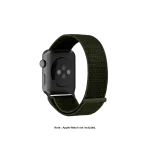 Army Green Nylon Apple Watch band fitted to an Apple Watch, shown on white — fits 42/44/45/49 mm cases, watch not included