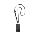 Black Crossbody Phone Lanyard - Strap attached to a black phone case, shown hanging against a white background