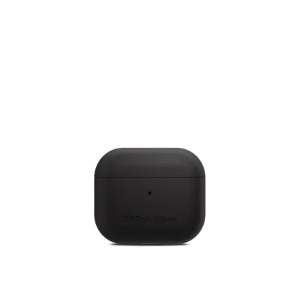 Black Leatherite AirPods 3 Case Cover shown closed from the front on a white background