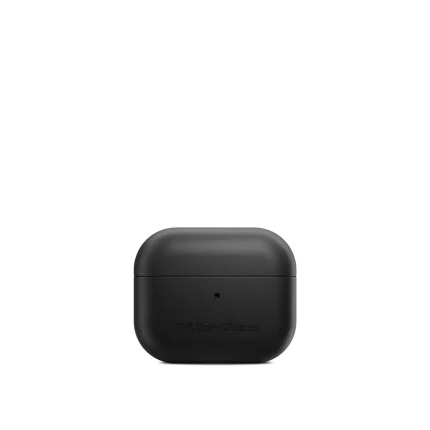 Black Leatherite AirPods Pro 2 Case Cover shown closed from the front on a white background