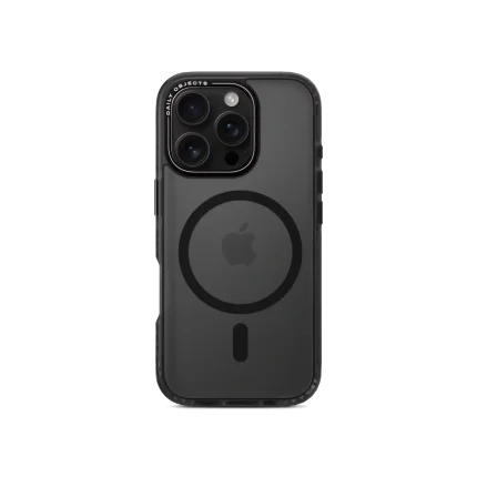 Black Nimbus MagSafe Phone Case Cover For iPhone 16 Pro Max shown front and back at an angle on white, with the MagSafe ring visible