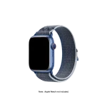 Blue-Grey Sports Loop Apple Watch band fitted to an Apple Watch, shown on white — watch not included