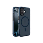 Blue Nimbus MagSafe Phone Case Cover For iPhone 16 shown front and back at an angle on white, with the MagSafe ring visible