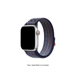Blue-Orange Sports Loop Apple Watch band fitted to an Apple Watch, shown on white — watch not included