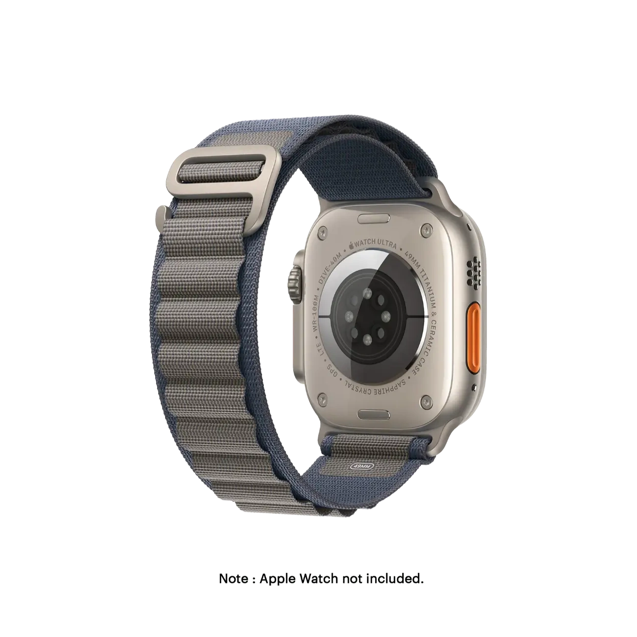 Blue-Ridge-Loop-Apple-WatchBand Blue Ridge Loop Apple Watch band fitted to an Apple Watch, shown on white — watch not included