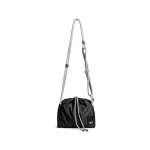 Carbon Black Court Crossbody Bag with a long adjustable shoulder strap, shown on white