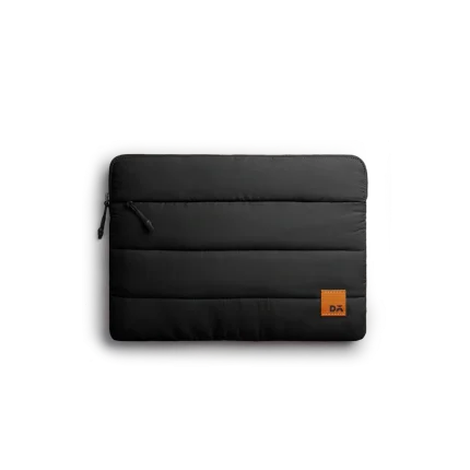 Carbon Black Stria Laptop Sleeve Bag - Large — padded quilted laptop sleeve with a side carry handle, shown on white