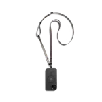 Charcoal-Grey Crossbody Phone Lanyard - Strap attached to a black phone case, shown hanging against a white background