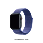 Cobalt Blue Nylon Loop Apple Watch band fitted to an Apple Watch, shown on white — fits 38/40/41 mm cases, watch not included