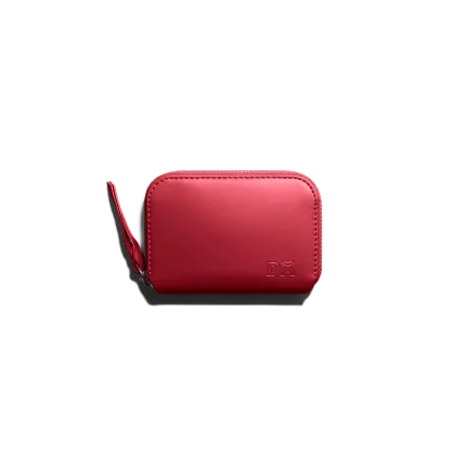 Crimson Red Vegan Leather Zipper Slim Card & Coin Wallet | Online Shopping | KlippiK Kuwait UAE Saudi