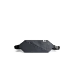 Dark Grey Flare Fanny Pack — slim belt bag with an adjustable webbing strap, shown on white