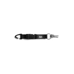 Dark Grey Flint Keychain laid flat on white — webbing strap with a metal clip and D-ring