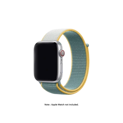 Teal Dual Colour Nylon Apple Watch band fitted to an Apple Watch, shown on white — fits 38/40/41 mm cases, watch not included