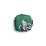 Squid Easy Square Pouch Bag - Green — square zip pouch with a leather pull tab, shown on white