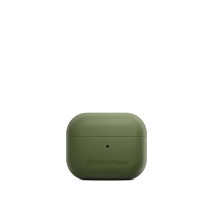 Green Leatherite AirPods Pro 2 Case Cover shown closed from the front on a white background