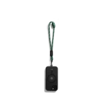 Green Wrist Lanyard - Cord attached to a black phone case, shown hanging against a white background