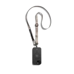 Grey Crossbody Utility Phone Lanyard - Strap attached to a black phone case, shown hanging against a white background
