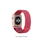 Hibiscus Nylon Apple Watch band fitted to an Apple Watch, shown on white — fits 42/44/45/49 mm cases, watch not included