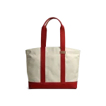 Ivory-Crimson Red Field Tote Bag — canvas tote with contrast webbing handles, shown on white