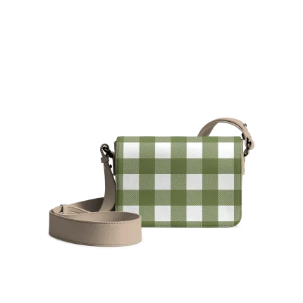 Creamy Crocodile Gingham Sol Box Shoulder Bag | Shop Online |KlippiK Kuwait UAE Saudi