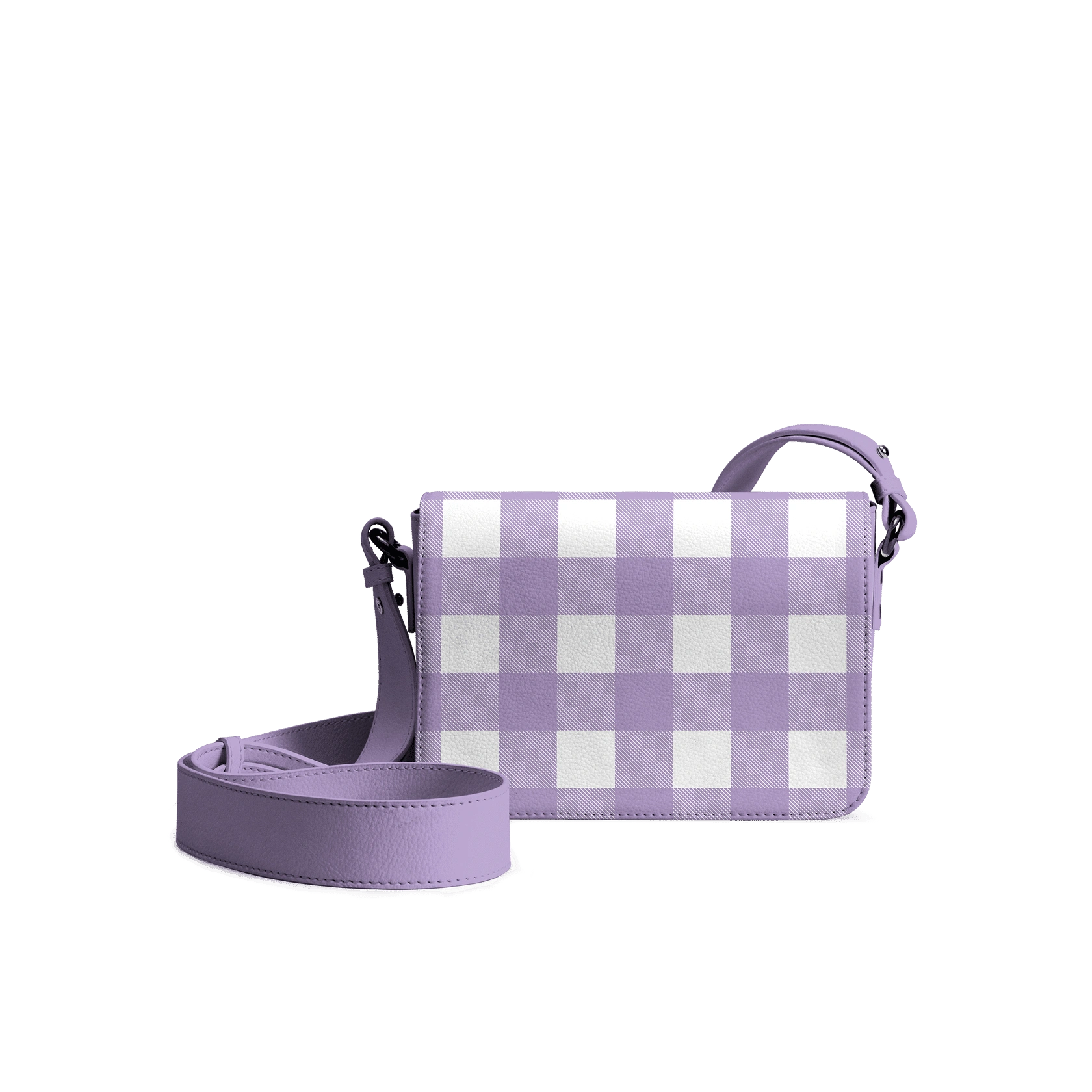 Klippik Online Shopping Kuwait UAE Saudi-Lavender-Gingham-Sol-Box-Shoulder-Bag-view Lavender Gingham Sol Box Shoulder Bag | Shop Online | KlippiK Kuwait UAE Saudi