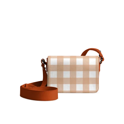 Rusty Pumpkin Gingham Sol Box Shoulder Bag | Shop Online | KlippiK Kuwait UAE Saudi