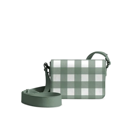Teal Gingham Sol Box Shoulder Bag | Shop Online | KlippiK Kuwait UAE Saudi